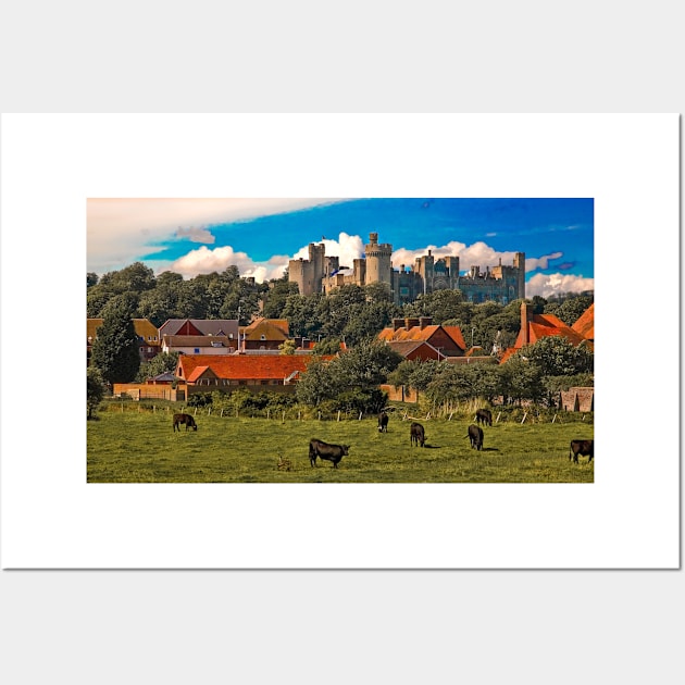 Arundel Castle, Red Rooftops and Cows Wall Art by Chris Lord